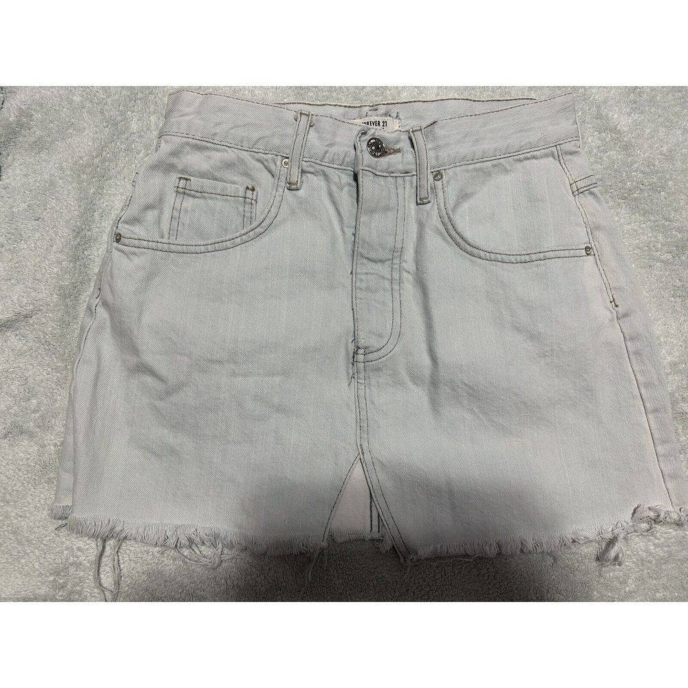 Forever 21 Skirt Womens‎ Size 24 Small Blue Denim Pockets Mini